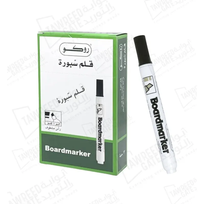 روكو قلم سبورة 1 - 5 ملم برأس مشطوف (RQ-29003) أسود (الباكيت 12 قطعة)