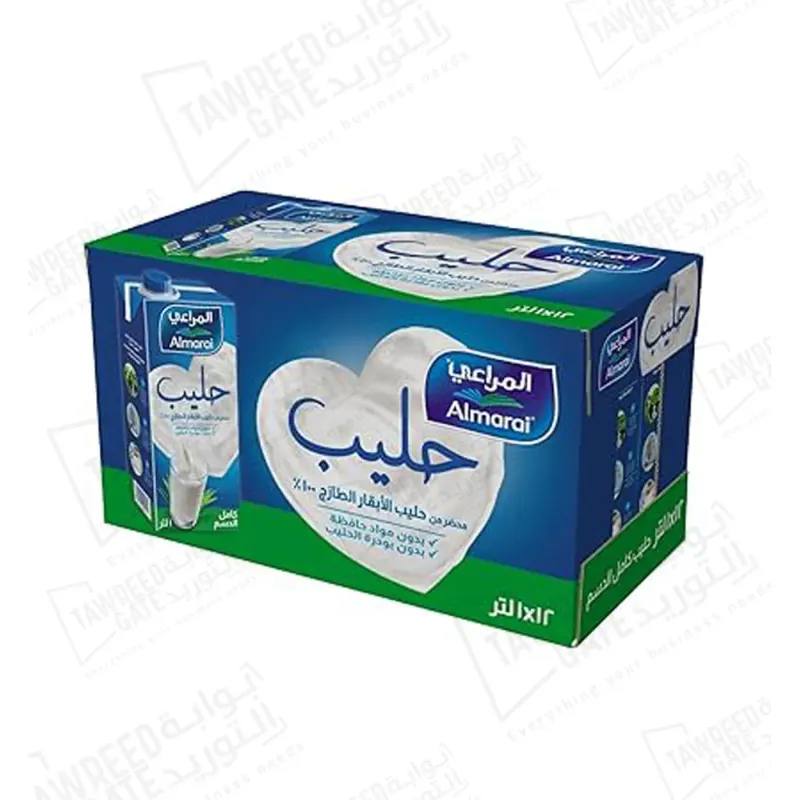 المراعي حليب طويل الاجل كامل الدسم 1 لتر /عبوة (كرتونة 12عبوة)