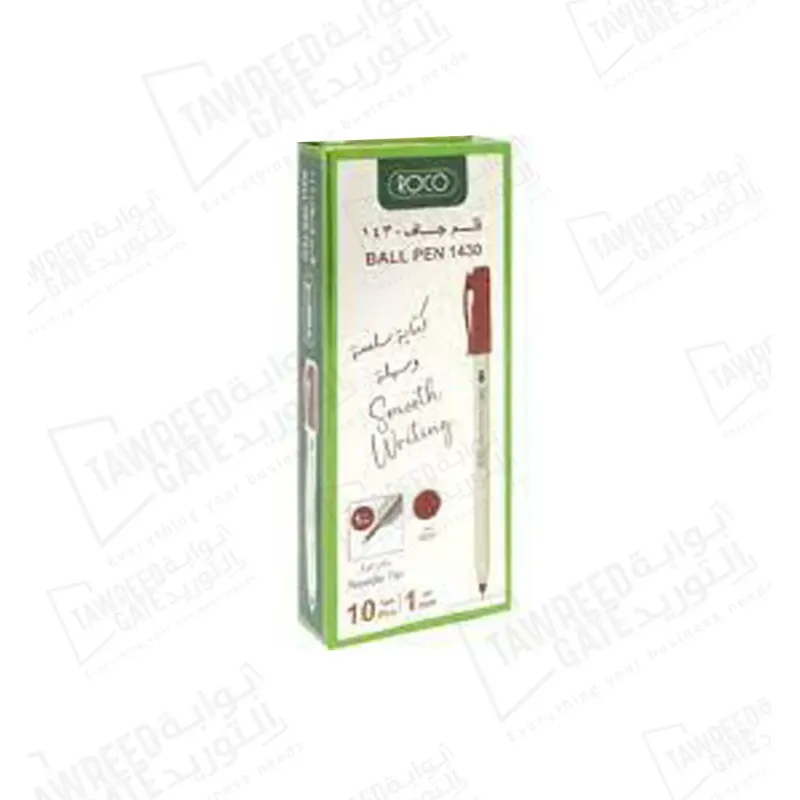 ركو قلم حبر جاف أحمر 1430 1 مم (RQ-28575RED)(الباكيت 10 قطعة)